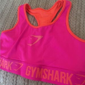 Gymshark Women's Vibrant Pink and Orange Swim Top
